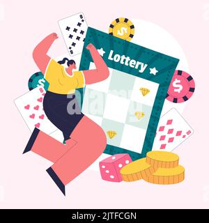 Illustrazione vettoriale del biglietto della lotteria disegnato a mano Illustrazione Vettoriale