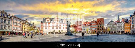 Mercato e Municipio, Coburg, Baviera, Germania Foto Stock
