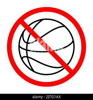 Cartello di divieto di pallacanestro. Il basket è vietato. Vietato segno di pallacanestro. Segnale di divieto rosso. Illustrazione vettoriale Illustrazione Vettoriale
