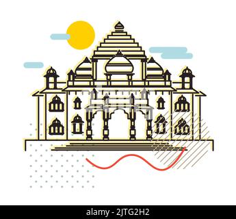 Gandhinagar - Tempio di Akshardham - Illustrazione dell'icona come file EPS 10 Illustrazione Vettoriale