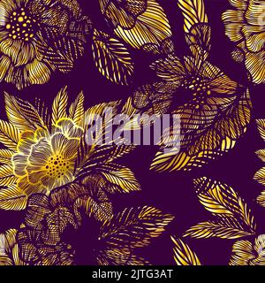 Ginkgo lascia senza cuciture motivo Vector illustrazione botanica sfondo floreale motivo elegante di lusso Illustrazione Vettoriale