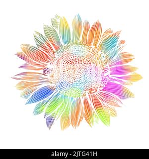 Oggetto di girasole colorato. Illustrazione vettoriale Illustrazione Vettoriale