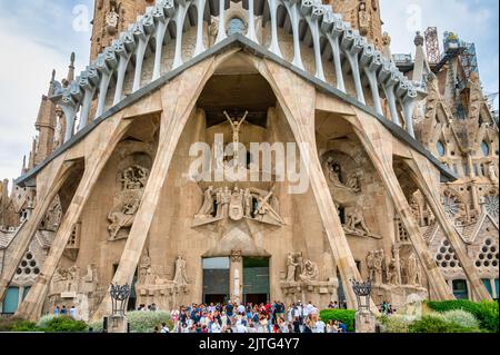 Cattedrale la Sagrada Familia a Barcellona, Spagna Foto Stock