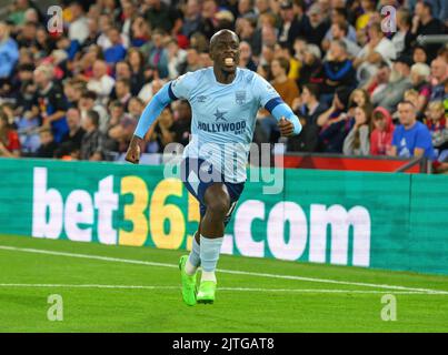 Londra, Regno Unito. 30th ago, 2022. 30 ago 2022 - Crystal Palace v Brentford - Premier League - Selhurst Park Yoane Wissa celebra il suo ultimo equalizzatore per Brentford. Picture Credit: Notizie dal vivo su Mark Pain/Alamy Foto Stock