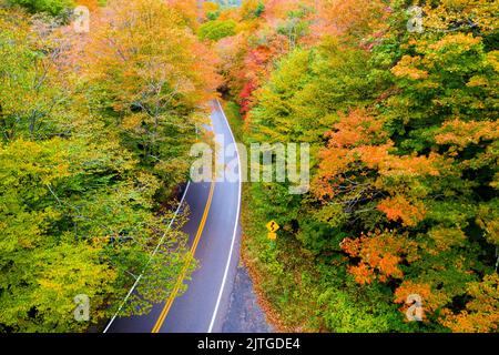 Vista aerea Smugglers Notch, Vermont, New England, USA Foto Stock