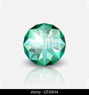 Vector 3D realistic transparent Gemstone, Diamond, Crystal, Rhinestone icona Closeup isolato su bianco. Jewerly concetto. Modello di progetto, clipart Illustrazione Vettoriale