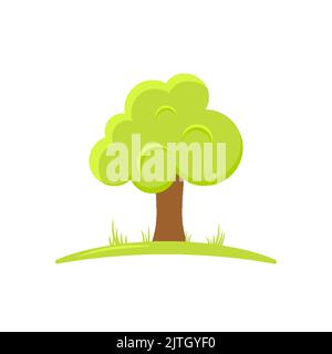 Eco logo verde natura salvare albero verde appartamento. Marchio verde flora fauna salvare nel mondo pianeta risorse. Solo la componente naturale marchio di qualità veganismo non testato su annunci animali badge store firm Illustrazione Vettoriale