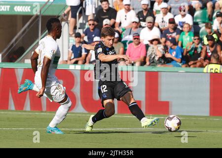 Elche, Spagna. 27th ago, 2022. Aihen Munoz (Sociedad) Calcio : spagnolo 'la Liga Santander' incontro tra Elche CF 0-1 Real Sociedad all'Estadio Martinez Valero di Elche, Spagna . Credit: Mutsu Kawamori/AFLO/Alamy Live News Foto Stock