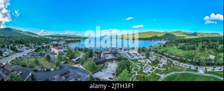 Vista aerea di Fort William Henry sul lago George Foto Stock