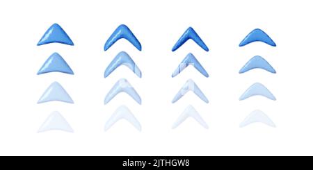 Direzione della linea della freccia. Gruppo di 3D frecce in movimento o animazione. Illustrazione vettoriale isolata su sfondo bianco Illustrazione Vettoriale