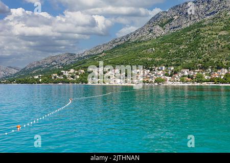 Stazione Balneare di Baska Voda,mare adriatico,Riviera di Makarska,Dalmazia regione,Croazia Foto Stock