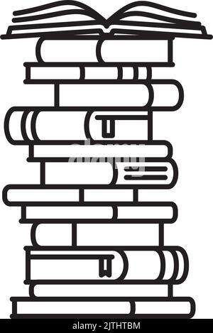 Alto stack di libri linea icona vettore illustrazione per la lettura Di Un libro giorno il 6 settembre. Illustrazione Vettoriale