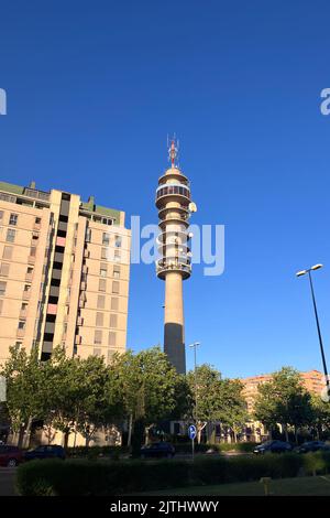 Movistar Telecommunications torre a Saragozza, Spagna Foto Stock