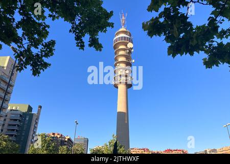 Movistar Telecommunications torre a Saragozza, Spagna Foto Stock