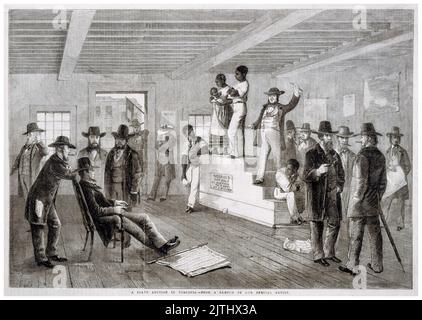 A Slave Auction in Virginia, USA, stampa in incisione, 1861 Foto Stock