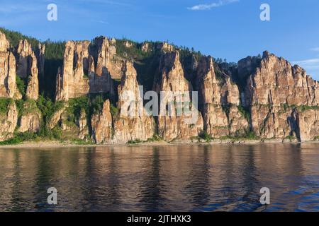 Parco nazionale dei pilastri di Lena a Yakutia, Russia, patrimonio mondiale dell'UNESCO Foto Stock