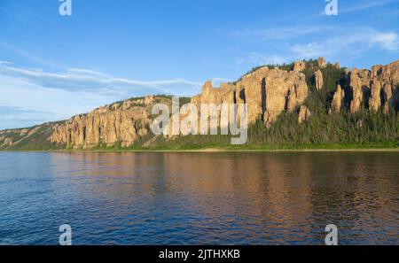 Parco nazionale dei pilastri di Lena a Yakutia, Russia, patrimonio mondiale dell'UNESCO Foto Stock