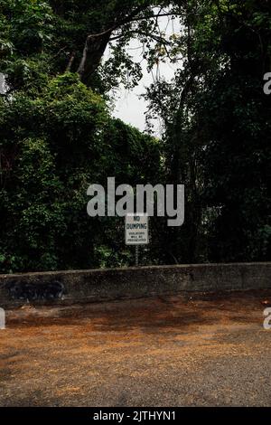 green and white metal 'No Dumping' warning sign, violators will be prosecuted Stock Photo