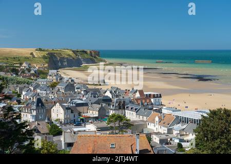 Arromanches-les-Bains sulla costa della Normandia della Francia Foto Stock