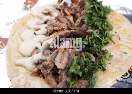 Ricetta del panino Shawarma di pollo arabo Foto Stock