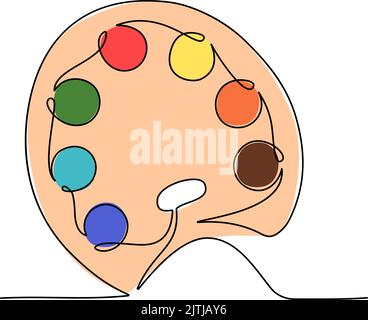 Disegno continuo di una linea della tavolozza di pittura. Illustrazione vettoriale Illustrazione Vettoriale