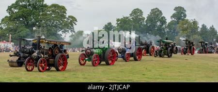 Fiera del vapore di Salop/Shrewsbury, che si tiene all'Onslow Park Shrewsbury. Un'ampia varietà di veicoli a vapore e vintage Foto Stock