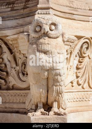 Gufo all'Accademia di Atene, vista dettagliata, Atene, Attica, Grecia Foto Stock