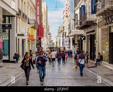 Via Ermou, Atene, Attica, Grecia Foto Stock