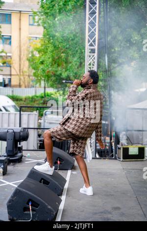 Kranium, artista giamaicano, che si esibisce al Carnevale di Notting Hill domenica 2022 Foto Stock