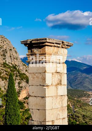 Sito archeologico di Delphi, vista dettagliata, Delphi, Phocis, Grecia Foto Stock