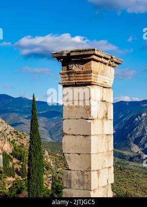 Sito archeologico di Delphi, vista dettagliata, Delphi, Phocis, Grecia Foto Stock