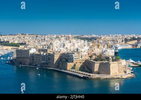 Paesaggio urbano di Birgu, una delle tre città di Malta Foto Stock