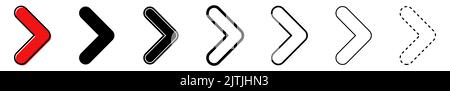 Icona freccia. Serie di diverse icone di frecce. Illustrazione vettoriale. Frecce nere Illustrazione Vettoriale