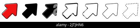 Icona freccia. Serie di diverse icone di frecce. Illustrazione vettoriale. Frecce nere Illustrazione Vettoriale