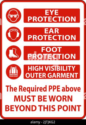 Il cartello DPI richiesto deve essere indossato Illustrazione Vettoriale