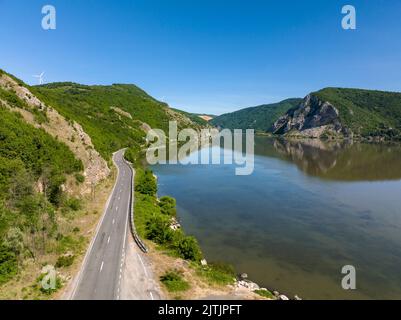 Gole del Danubio Vista del paesaggio - ripresa con drone Foto Stock