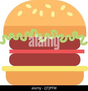 Icona del colore del Burger. Simbolo del fast food piatto Illustrazione Vettoriale