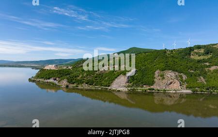 Gole del Danubio Vista del paesaggio - ripresa con drone Foto Stock