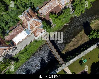 Terme imperiali di Nettuno da Baile Herculane, Romania - edifici storici dell'epoca imperiale austro-ungarica Foto Stock