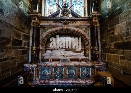 L'Effigy e il monumento a Archibald Campbell di Argyll alla Cattedrale di St Giles a Edimburgo, Scozia Foto Stock