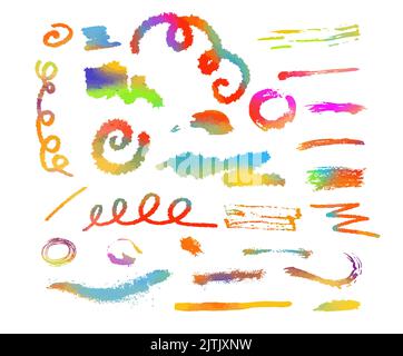 Set di blot multicolore. Spruzzi di vernice colorata. Illustrazione vettoriale Illustrazione Vettoriale