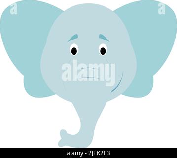 Faccia dell'elefante in stile cartone animato per i bambini. Serie di illustrazioni vettoriali delle facce animali Illustrazione Vettoriale