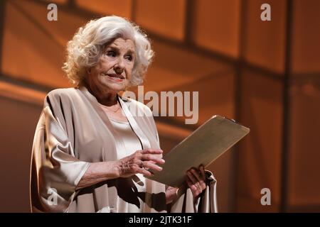 Madrid, Spagna. 31st ago, 2022. Lola Herrera si esibisce durante la presentazione di 'Adictos' al Teatro Reina Victoria di Madrid. (Foto di Atilano Garcia/SOPA Images/Sipa USA) Credit: Sipa USA/Alamy Live News Foto Stock