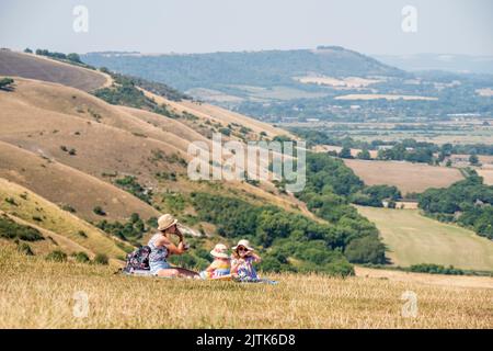 Brighton, 12th 2022 agosto: La scarpata piena, come si vede dalla Devil's Dyke vicino a Brighton Foto Stock