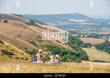 Brighton, 12th 2022 agosto: La scarpata piena, come si vede dalla Devil's Dyke vicino a Brighton Foto Stock