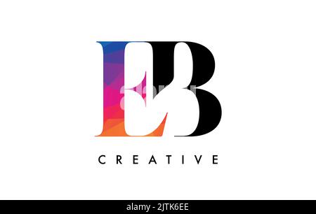 EB Letter Design con taglio creativo e texture arcobaleno colorata. LOGO VETTORIALE a icone BE Letter con carattere Serif e stile minimalista. Illustrazione Vettoriale