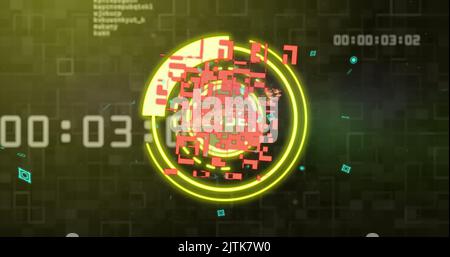 Immagine della scansione Scope con codice qr sull'elaborazione dei dati Foto Stock