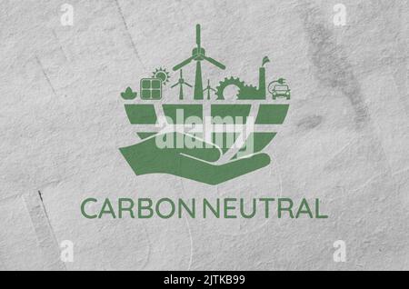 Segnale di riduzione delle emissioni di CO2 per fermare il cambiamento climatico Foto Stock