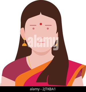 Un ritratto di una donna di origine indiana che indossa un abito tradizionale sari Illustrazione Vettoriale