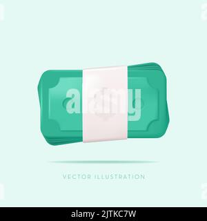 Banconote in dollari. Illustrazione vettoriale in stile minimal 3D Illustrazione Vettoriale